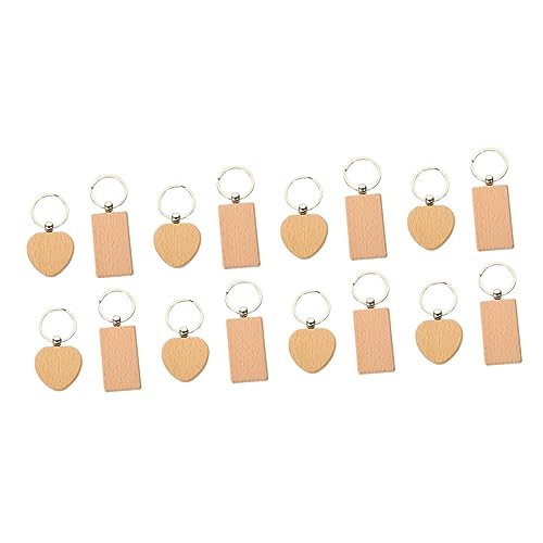 BESPORTBLE 16 Llaveros De Madera De Haya Decorativos Con Etiquetas Para Llaves Colgantes Suministros De Bricolaje Decoración De Madera Sin Terminar De Madera Para Bricolaje