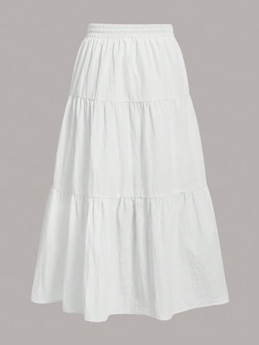 Verdusa Women's Y2k Skirt Drawstring Waist Ruffle Flowy A Line Tiered Midi Skirt2