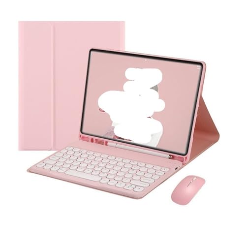 Étui de protection universel pour iPad Pro 12.9 rose avec clavier magnétique et souris sans fil