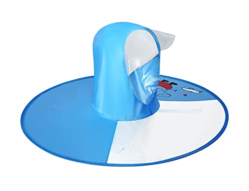 KXCFCYS Kids Raincoat Umbrella Hat Waterproof UFO for Baby Girls and Boys Poncho Rain Hat Cartoon Duck Raincoat (Blue, L)