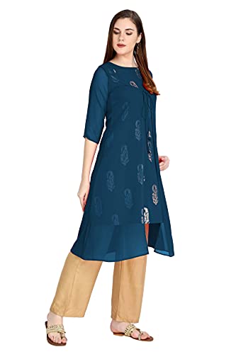 Image of Women's Skinny Kurta (EDT5078 Turquoise XXL)