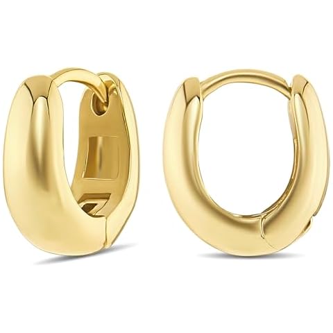 MILLA 14k Gold or Sterling Silver Hypoallergenic Huggie Earrings for Women - Y2K Preppy Lightweight Ear Huggers, 12mm Cover