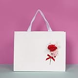 PAPERIST 1枚セット カーネーション プリザーブドフラワー ギフトバッグ 小さめサイズ 手提げ紙袋 シンプル紙袋 無地 贈答用 白 (30×23×12cm)