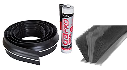 Stormguard 04SR5072515BL Garage Floor Seal Threshold 2515MM Black, Aluminium & Black 05SR750007MGR 7 m Garage Door Self-Adhesive Brush Pile Draught Seal, 7m