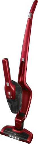 AEG Ergorapido 2in1 Akku Staubsauger, Beutellos, inkl. Tierhaardüse, ETM Testsieger, bis zu 45Min Laufzeit, Freistehend, 180° Drehgelenk, Bürstenreinigungsfunktion, LED-Frontlichter, Rot, CX7-2-45AN