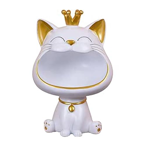 Moaobooh Statue de chat, chat porte-bonheur sculpture de rangement, maison salon pour l'entrée chat rieur boîte de rangement, boîte de rangement pour petits...