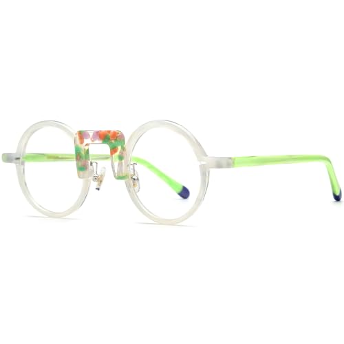 Image of HEPIDEM Multicolor Acetate Glasses Frame Men Women Round Eyeglasses Optical Spectacles 9377