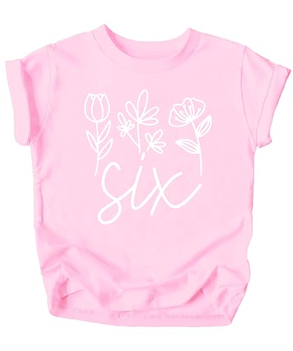 Six Floral 6th Birthday Shirt for Toddler Girls Sixth Birthday Outfit4