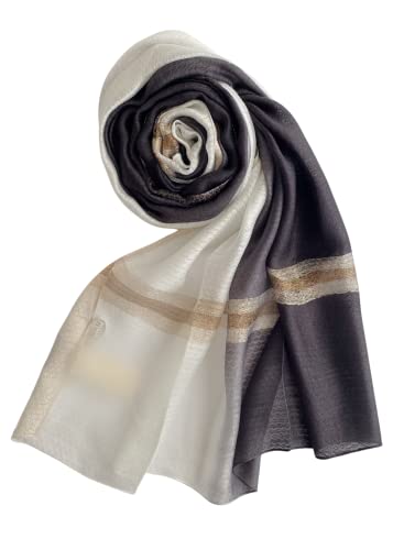 Seidiger Schal für Damen, seidiger Hijab-Hals, 30 % Seide, silberfarben / Dunkelviolett, dunkelviolett, One size Cover
