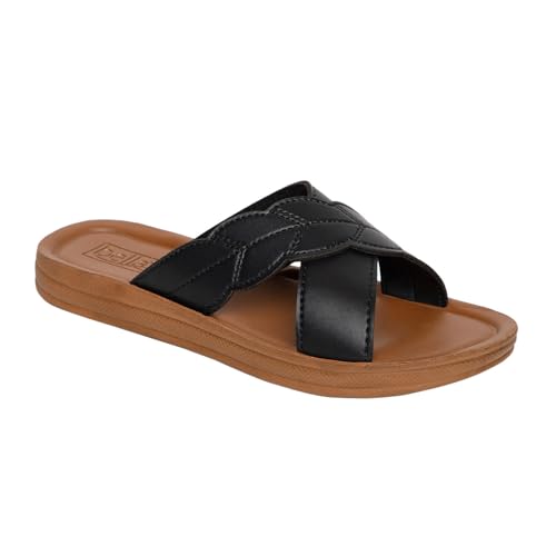Image of BELLA Women Fashion Flat Slip On Black Sandal | Durable | Stylish | Comfortable | Slip Resistant | Lightweight and Breathable