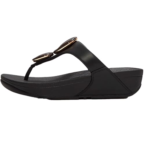 Image of FitFlop Women's Lulu Marbled-Stone Toe-Post Sandals | Orthopedic Arch Support Slip-Resistant Cushioned Faux Leather Shoes