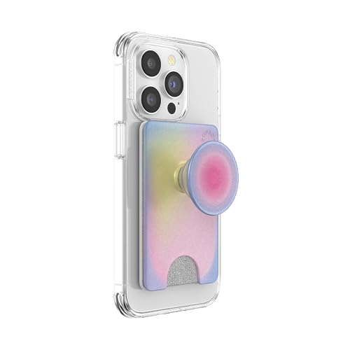 PopSockets Phone Wallet with Expanding Kickstand, Phone Card Holder - Aura