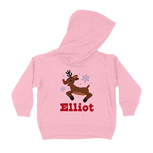 Reindeer Elliot Christmas Kids Hoodie Sweatshirt Toddler 4T Light Pink