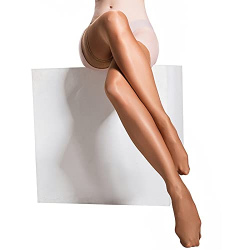 Calze Sexy Calze Sexy Lucide all'olio da Donna in Pizzo con Coscia Alta Medias De Mujer Calze Lunghe in Seta Nere Rosse Bianche e Grigie con Silicone (Bianco 32D) (Nudo 32D)