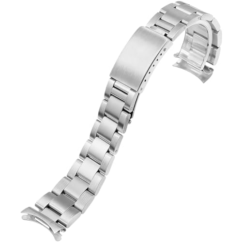Bracelet de montre Oysterquartz Datejust 19 mm acier inoxydable incurvé argenté solide