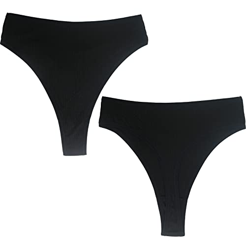 Image of High Waisted Cotton Thongs Underwear For Women Breathable Sport Athletics Panties High Rise Plus Size Multipack