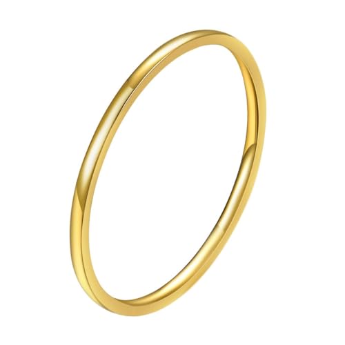 Beydodo Anillos Oro,Anillo de Mujer Redondo Pulido Fino 1MM Anillo en Acero Inoxidable Mujer Anillo Tamaño 18(58mm)