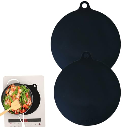 DOKRIN Salvaencimeras,Dos cubiertas protectoras para cocina de inducción de color negro, con almohadillas de silicona antideslizantes y almohadillas resistentes a los arañazos, fáciles de limpiar.