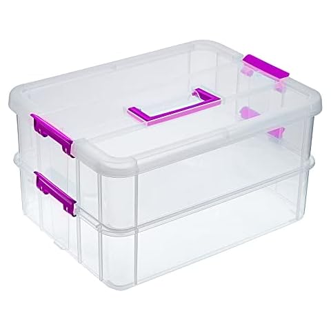IGNPION 2-Tier Stackable Craft Storage Box Cover