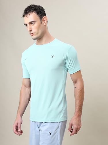 Image of TECHNOSPORT Men's Slim Fit Polyester Activewear Sports T-Shirt with Moisture-Wicking Comfort for Workout, Running & Gym
