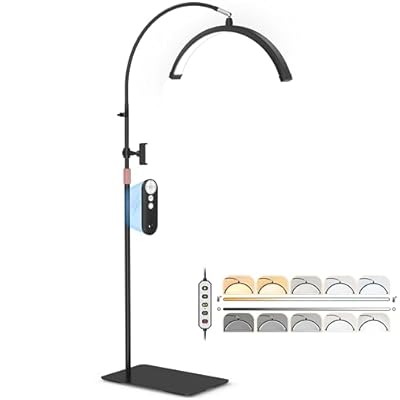 MEIAOELEC Half Moon Light for Lash Tech, Flexible Lash Lamp with Phone Holder for Eyelash Nail Art Tattoos Skincare, LED Floor Lamp Esthetician Light with 5 Color Temperatures & Brightness Setting