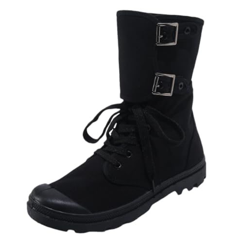 Amtopiyo Men's Mid Calf Canvas Boots Fashion Lace-Up High Top Desert Sneakers