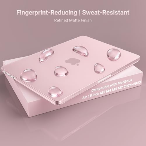 Image of MOSISO Compatible with MacBook Air 15 inch Case M4 M3 M2 2025 2024 2023 Release A3241 A3114 A2941 with Touch ID, Plastic Hard Shell Case&Keyboard Cover&Screen Protector&Storage Bag, Baby Pink
