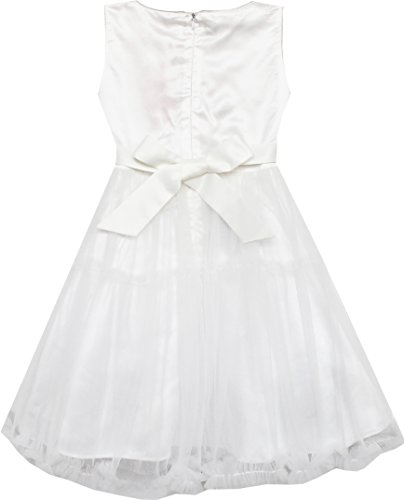Image of Sunny Fashion Girls Dress Shinning Sequins Beige Tulle Layers Wedding Pageant