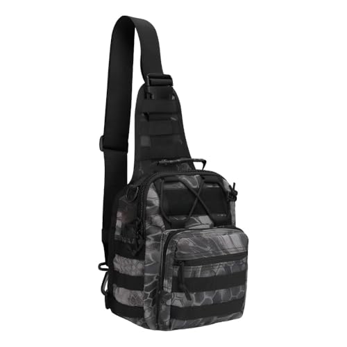 Bolsa Tática Militar de Ombro, para Pesca, Caça, Trilha e Camping (Preto)