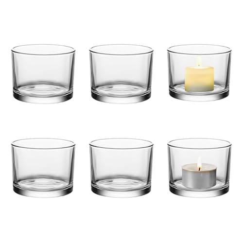 Glas Teelichthalter 6 Stück Kerzenhalter Große Ø7,5 cm, Transparentes Klarglas, Votivkerzenhalter für Teelichter, Hochzeit, Weihnachten, Tischdeko, Teelichtgläser, Kerzengläser, Gläser Klein Glas Teelichthalter 6 Stück Kerzenhalter Große Ø7,5 cm, Transparentes Klarglas, Votivkerzenhalter für Teelichter, Hochzeit, Weihnachten, Tischdeko, Teelichtgläser, Kerzengläser, Gläser Klein