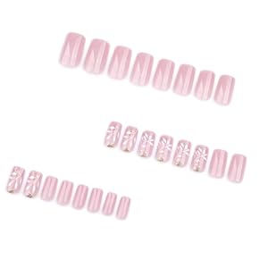 Yinluax 24 Stück Rosa Blumen Acrylnagel-Set