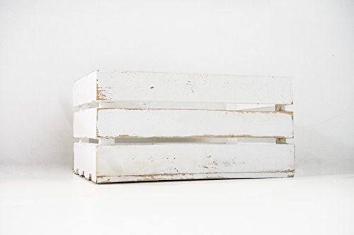 Caja de Madera de Fruta Blanco Vintage Sam, Cajas Tipo Fruta, Madera de Pino, Blanco Vintage, 49,5x32x25.5cm. (1 Caja) Contiene Imán Personalizable de Madera Cover