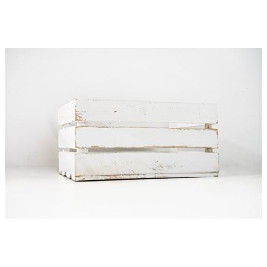 Caja de Madera de Fruta Blanco Vintage Sam, Cajas Tipo Fruta, Madera de Pino, Blanco Vintage, 49,5x32x25.5cm. (1 Caja) Contiene Imán Personalizable de Madera.