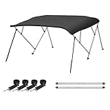 Naviskin Dark Grey 3 Bow 6'L x 46' H x 67'-72' W Bimini Top Cover Includes Mounting Hardwares,Storage Boot with 1 Inch Aluminum Frame