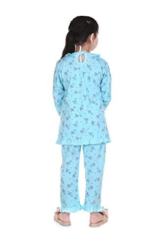 Image of Baby Girls Floral Print Hosiery Cotton Top & Pyjama Set