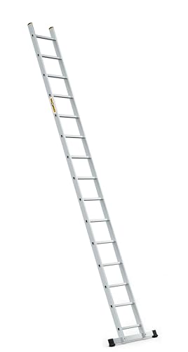 DRABEST PRO Serie Anlegeleiter Aluminium-Stufenleiter - 15 Stufen...