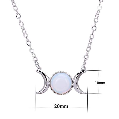 COLORFUL BLING Opal Triple Goddess Moon Symbol Pendant Necklace Healing Crystal Natural Stone Sailor Moon Crescent Pendant For Women2