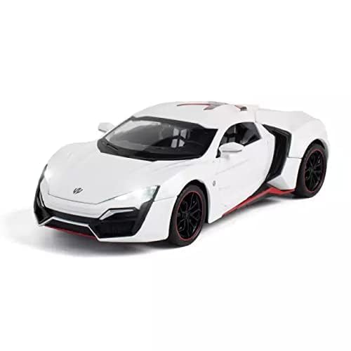 Image of LYKAN HYPERSPORT Sport 1:24 Big Size Diecast Scale Model Alloy Metal Pull Back Toy car for Kids with Openable Doors & Light, Music Toy Vehicle for Kids - Colors as Per Stock (White)