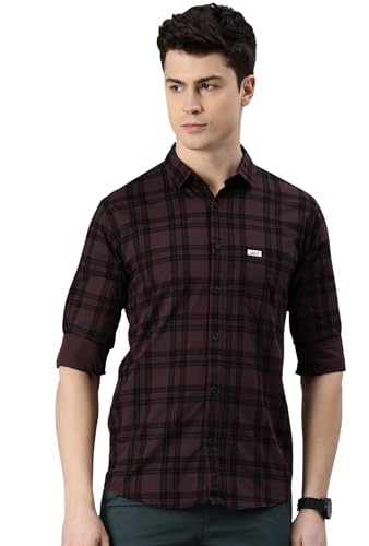 Image of Majestic Man Men Small Checkered Slim Fit Cotton Casual Shirt