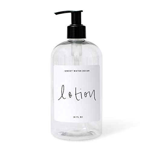 Sweet Water Decor Clear 16 oz Lotion Bottle Dispenser | Hand-Lettered Lotion Label