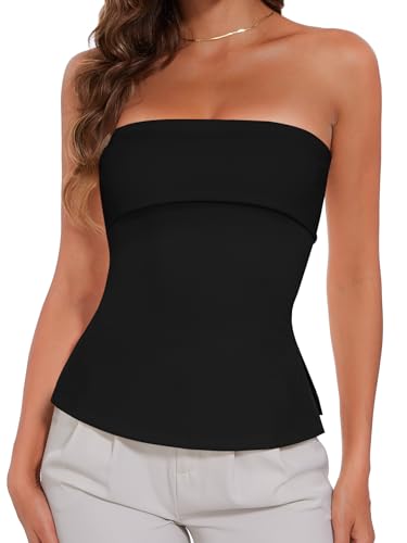 Tube Tops for Women Strapless Top Going Out Split Bandeau Top Slim Off Shoulder Bustier Backless Summer Tops