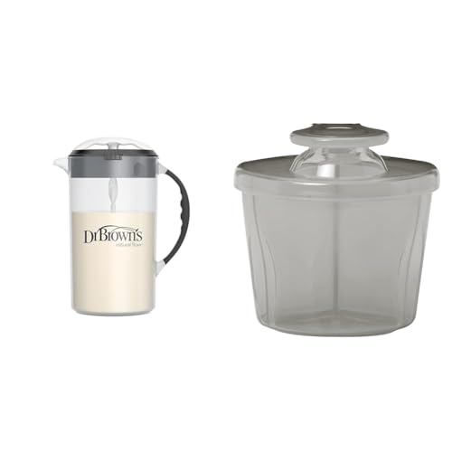 Image of Dr. Brown's Baby 36oz Formula Mixing Pitcher and Formula Dispenser for Travel with Snap-On Lid, Black and Gray