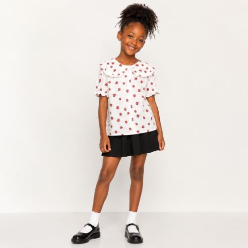Image of Mud Kingdom Little Girls Peter Pan Collar Blouse Cotton Short Sleeve Button Up