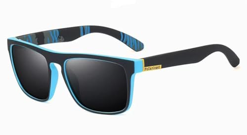 Image of POLARIZED UV400 Wayfarer Square Mirrored Sunglasses for Men Stylish | Rubber Coarted Frame | Metal Hinges | Casual & Sports UV Protected Anti Glare Branded Goggles for Man | Medium