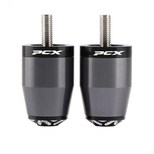Puños de manillar antideslizantes de 22mm con contrapesos de aluminio gris para PCX