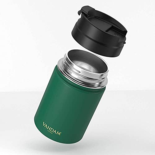 VAHDAM-Vitality-Tea-Flask-260-ml-Dark-Green-Spill-Proof-188-Stainless-Steel-Tumbler-ECO-Friendly-and-Reusable-Workout-Sipper-Travel-Coffee-Mug-or-Tea-Mug