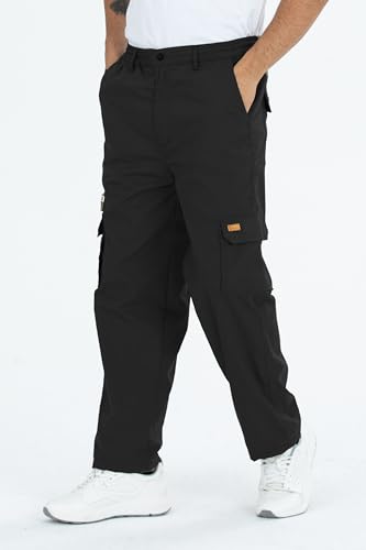 Kendindza Thermo Cargohose Herren Winter Arbeitshose Herren Cargo Hosen Herren gefüttert Wanderhose Herren Cargo Hose Arbeitshosen männer Thermohose Schwarz XL