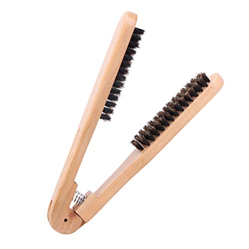 Cepillo alisador de cabello Rosenice en forma de V, peine de madera antiestático para alisado suave sin frizz y masaje capilar miniatura 2