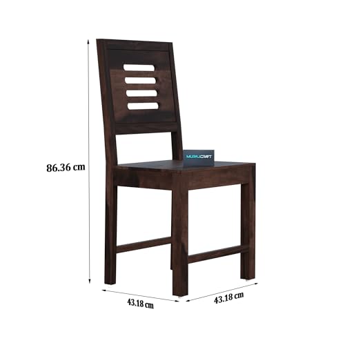 Image of MURALICRAFT Wooden Dining Table 4 Seater | Dinner Table, 3 Chairs & 1 Bench | Four Seater Dinning | Solid Wood Sheesham, Walnut Finish