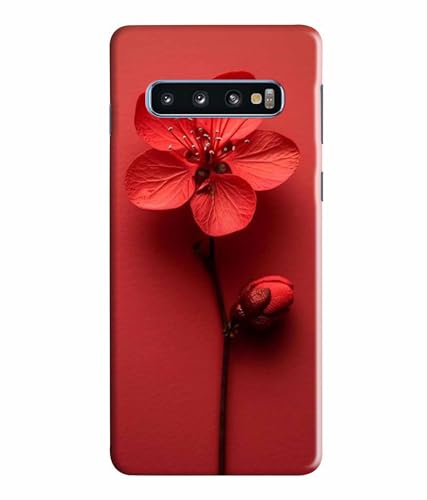 Image of Printed Hard Back Case Cover & Compatible for Samsung Galaxy S10 | Red Flower Painting (Multicolor) - D1195